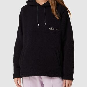 Nike Black Sherpa Hoodie with Embroidered Logo